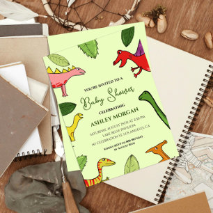 Invitation Baby shower Dinosaur Doodle mignon