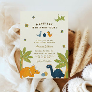 Invitation Baby shower Dinosaur en caricature