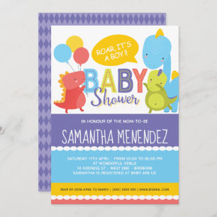 Invitation Baby shower Dinosaur garçon ou fille