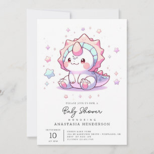 Invitation Baby shower Dinosaur Imaginaire mignon