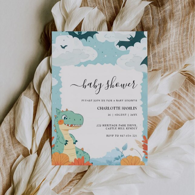 Invitation Baby shower Dinosaur mariage (Wedding Dinosaur Baby Shower Invitation)
