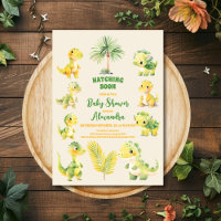 Baby shower Dinosaur Oeuf Cute Aquarelle Invitatio