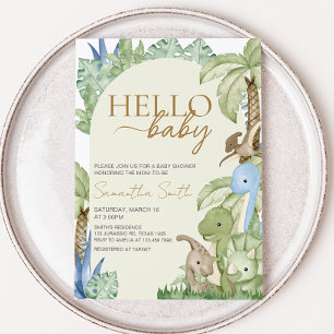 Invitation Baby shower Dinosaur verdoyant