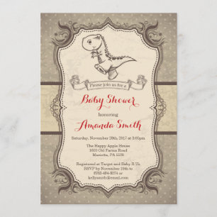 Invitation Baby shower Dinosaur Vintage Rétro