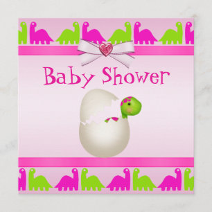 Invitation Baby shower Dinosaure de la petite fille nouvellem