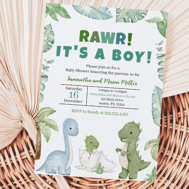 Invitation Baby Shower Dinosaure Garçon (Créateur téléchargé)