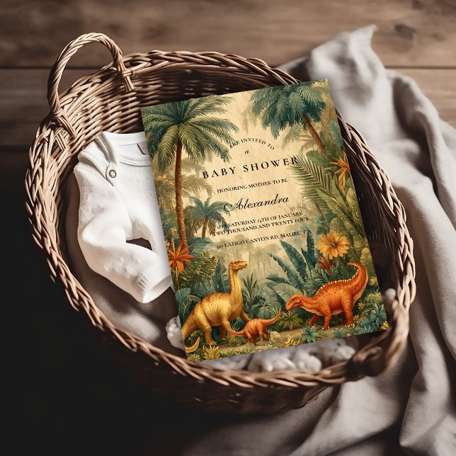 Invitation Baby Shower Dinosaure Jungle Vintage (Créateur téléchargé)