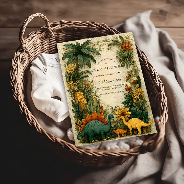 Invitation Baby Shower Dinosaure Mignon (Créateur téléchargé)