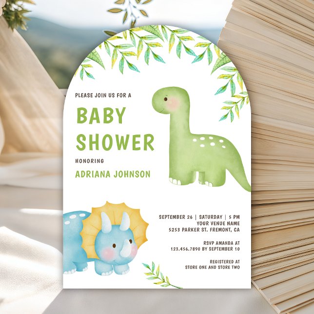 Invitation Baby Shower Dinosaure Mignon Aquarelle Moderne (Créateur téléchargé)