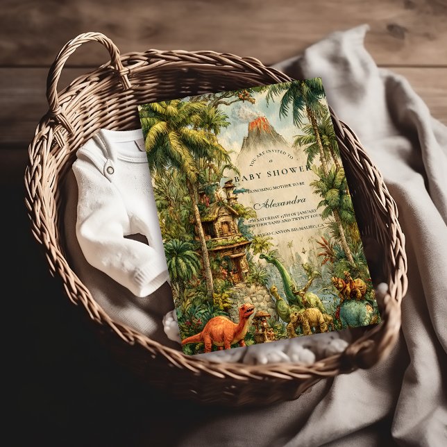 Invitation Baby Shower Dinosaure Vintage (Créateur téléchargé)