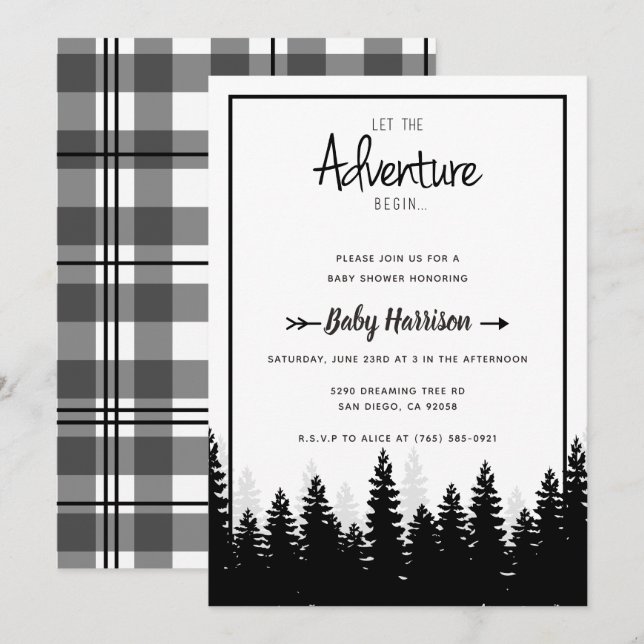 Invitation Baby shower d'invitation à l'aventure Arbre Baby s (Devant / Derrière)