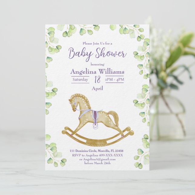 Invitation Baby shower d'invitation avec des designs charmant (Debout devant)