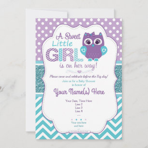 Invitation Baby shower d'invitation de chouette Turquoise sup