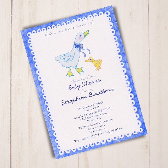 Invitation Baby shower d'oie bête bleu (Créateur téléchargé)
