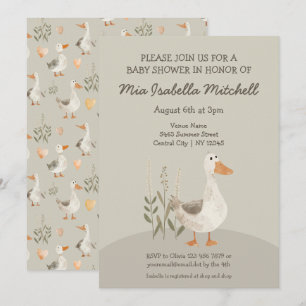 Invitation Baby shower d'oie d'aquarelle mignonne