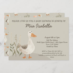 Invitation Baby shower d'oie d'aquarelle mignonne