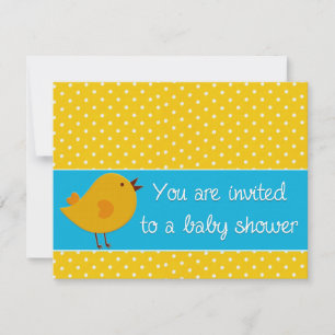 Invitation baby shower d'oiseau jaune