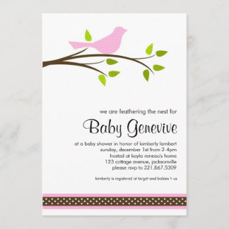 Invitation Baby shower d'oiseaux