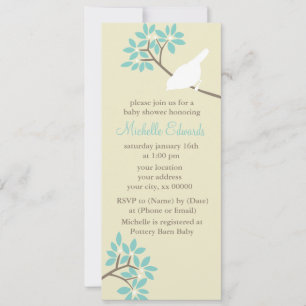 Invitation Baby shower d'oiseaux élégant