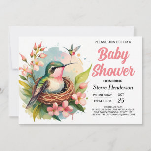 Invitation Baby shower d'oiseaux Forêt mite