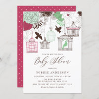 Baby shower d'oiseaux Whimsical Rouge et Vert