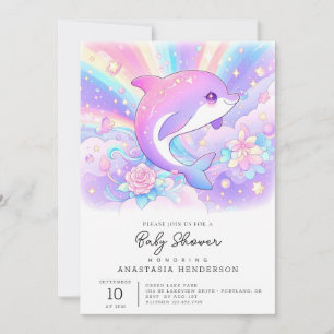Invitation Baby shower Dolphin enchanté doux