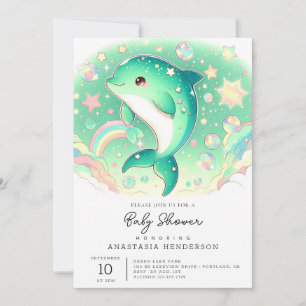Invitation Baby shower Dolphin simple et mignonne