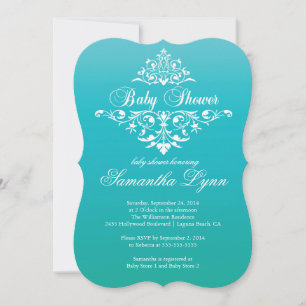 Invitation Baby shower d'Ombre Turquoise élégant