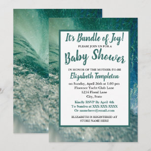 Invitation Baby shower d'onde océanique neutre pou