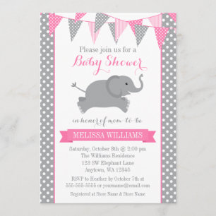 Invitation Baby shower donnant un petit coup gris rose de
