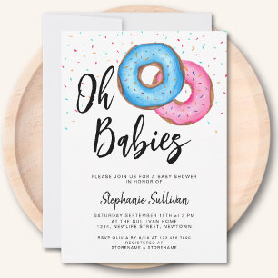Invitation Baby shower Donut Twins