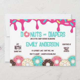Invitation Baby shower Donuts & Diapers