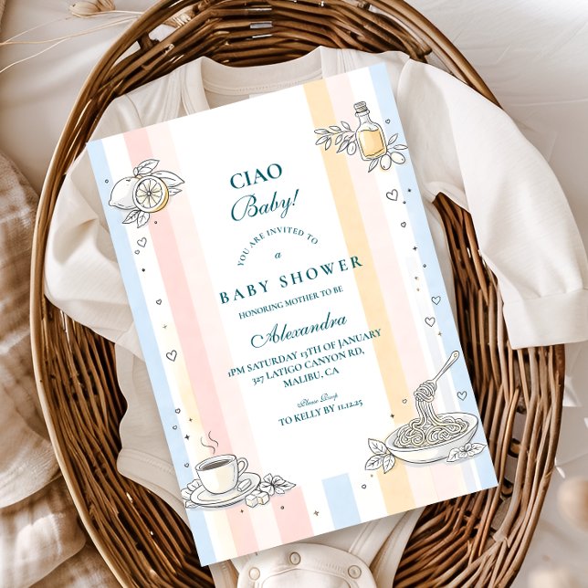 Invitation Baby Shower Doodle de Café Italien (Créateur téléchargé)