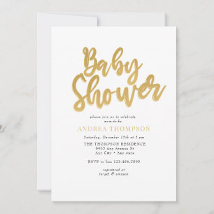 Invitation Baby shower d'or