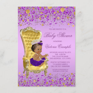 Invitation Baby shower d'or de Princess Lavender