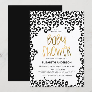 Invitation Baby shower d'or Leopard Little Wild One Safari