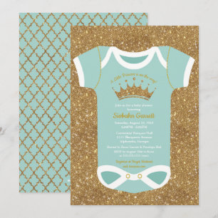 Invitation Baby shower d'or Parties scintillant Turquoise Lit
