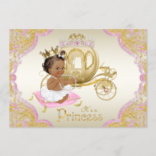 Invitation Baby shower d'or rose