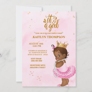 Invitation Baby shower d'or rose africain