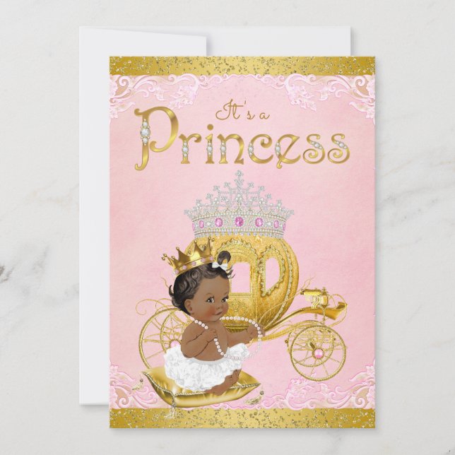 Invitation Baby shower d'or rose africain (Devant)