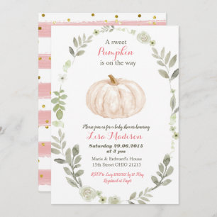 Invitation baby shower d'or rose blanc
