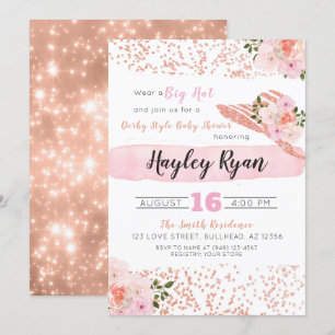 Invitation Baby shower d'or Rose de Bush Big Casquette du Ke