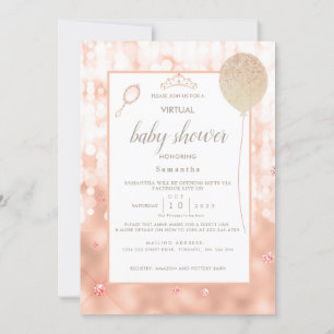 Invitation Baby shower d'or Rose rose Fille