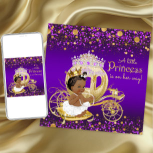 Invitation Baby shower d'or violet d'Amérique d'Afrique
