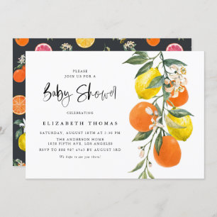 Invitation Baby shower d'Orange botanique et de Citron Garlan