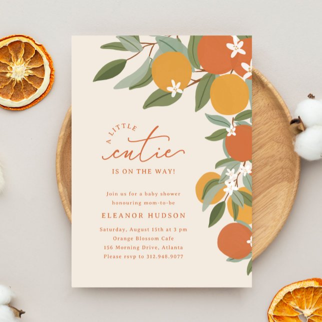 Invitation Baby shower d'Oranges de Citrus Little Cutie (a little cutie is on the way - citrus oranges baby shower invitation)