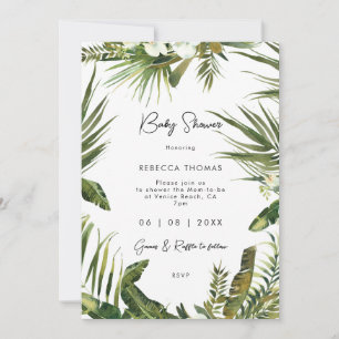 Invitation baby shower d'orchidées tropicales feuilles
