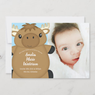Invitation Baby shower d'orignal bleu