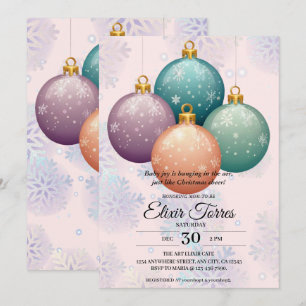 Invitation Baby shower d'ornement moderne Pastel Christmas