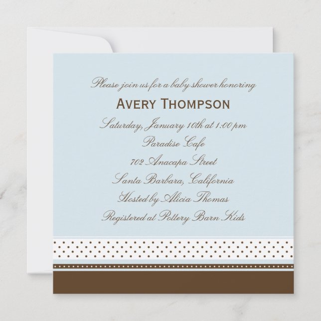 Invitation Baby shower Dots and Stripes - Bleu (Devant)